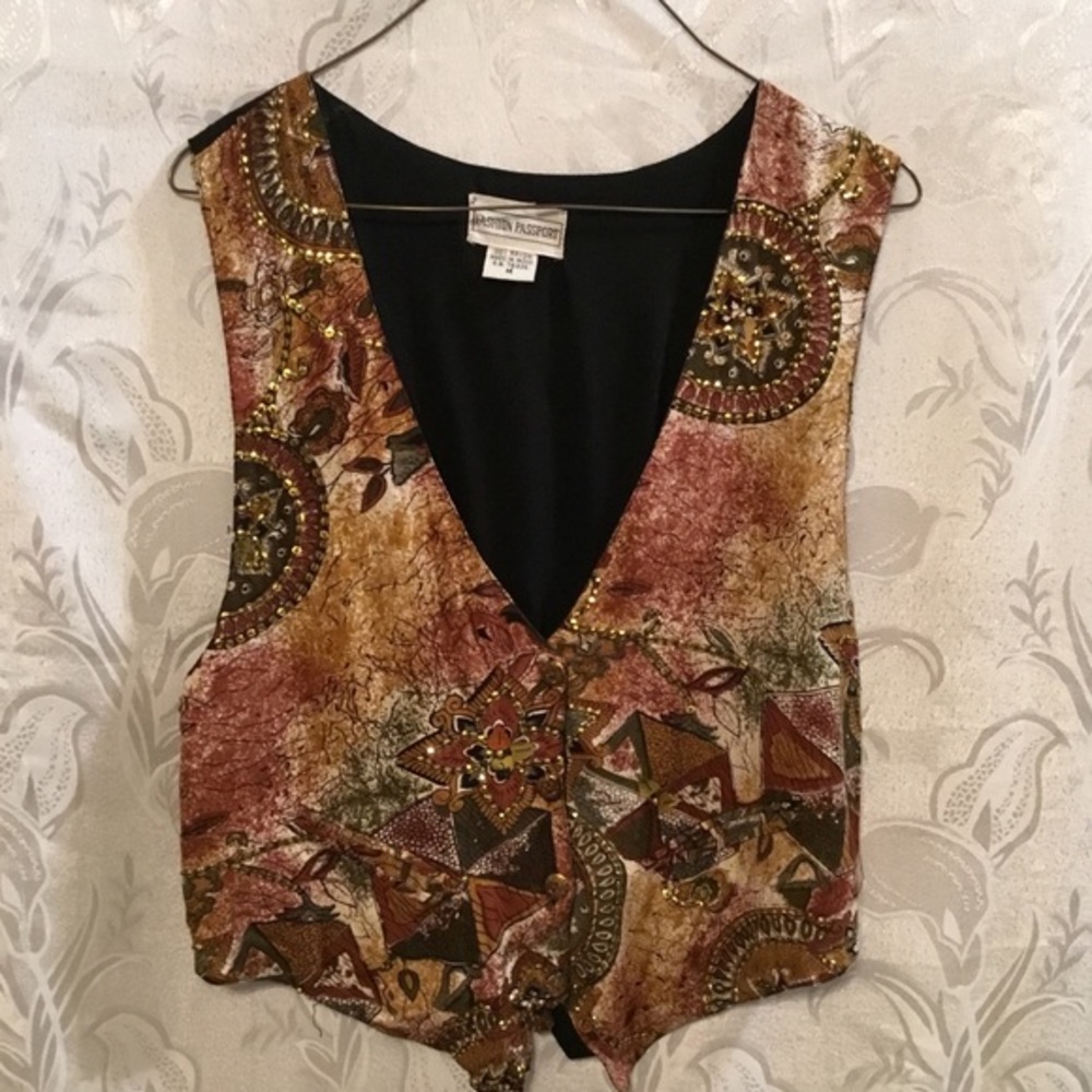 Fashion Passport Fall Colored Beaded Vest